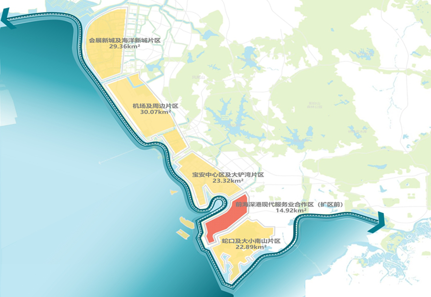 2021年9月6日，中共中央、國務(wù)院印發(fā)《全面深化前海深港現(xiàn)代服務(wù)業(yè)合作區(qū)改革開放方案》，明確新的前海合作區(qū)實施范圍總面積由原來的14.92平方公里擴展至120.56平方公里?？臻g更大，動力更強，必將掀起中國改革開放再出發(fā)的新浪潮。