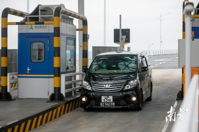 港車通過港珠澳大橋珠海公路口岸駛?cè)霃V東。南方+記者 錢文攀攝  