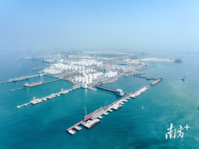 惠州港荃灣港區(qū)一座座碼頭沖水而出。
