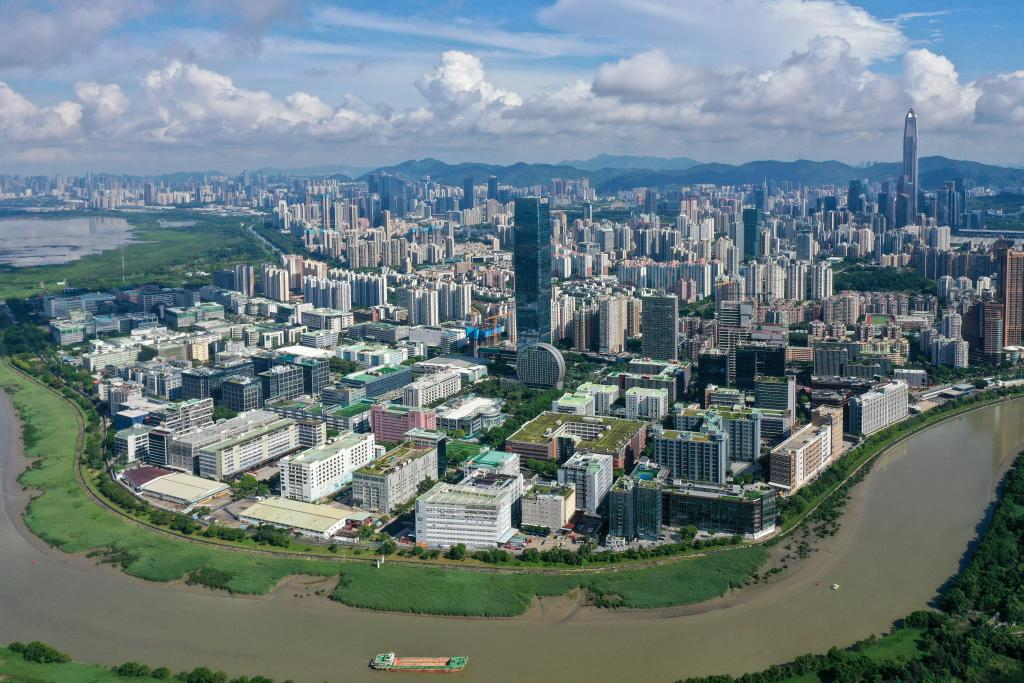 俯瞰河套深港科技創(chuàng)新合作區(qū)深圳園區(qū)（2023年8月23日攝，無人機(jī)照片）。新華社記者 梁旭 攝